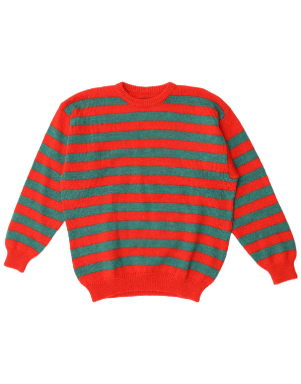 Vintage γυναικείο πουλόβερ με λαιμόκοψη UK 18 XL κόκκινο ριγέ
