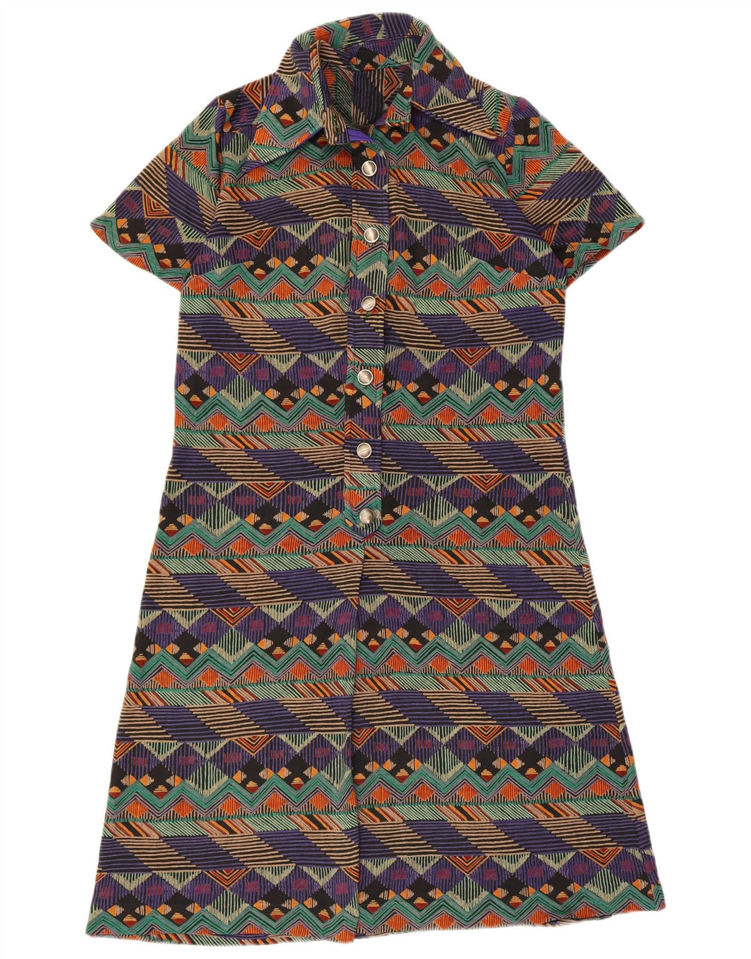 Vintage Γυναικείο Φόρεμα A-Line UK 14 Medium πολύχρωμο γεωμετρικό