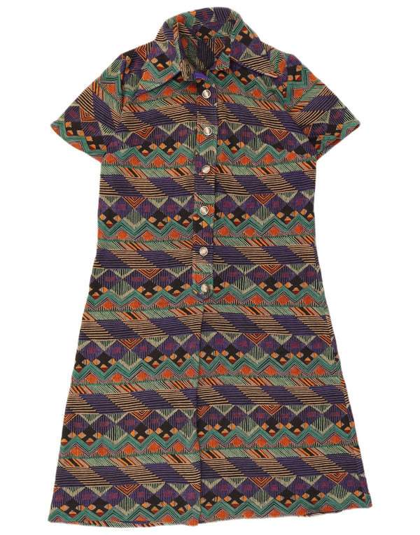 Vintage Γυναικείο Φόρεμα A-Line UK 14 Medium πολύχρωμο γεωμετρικό