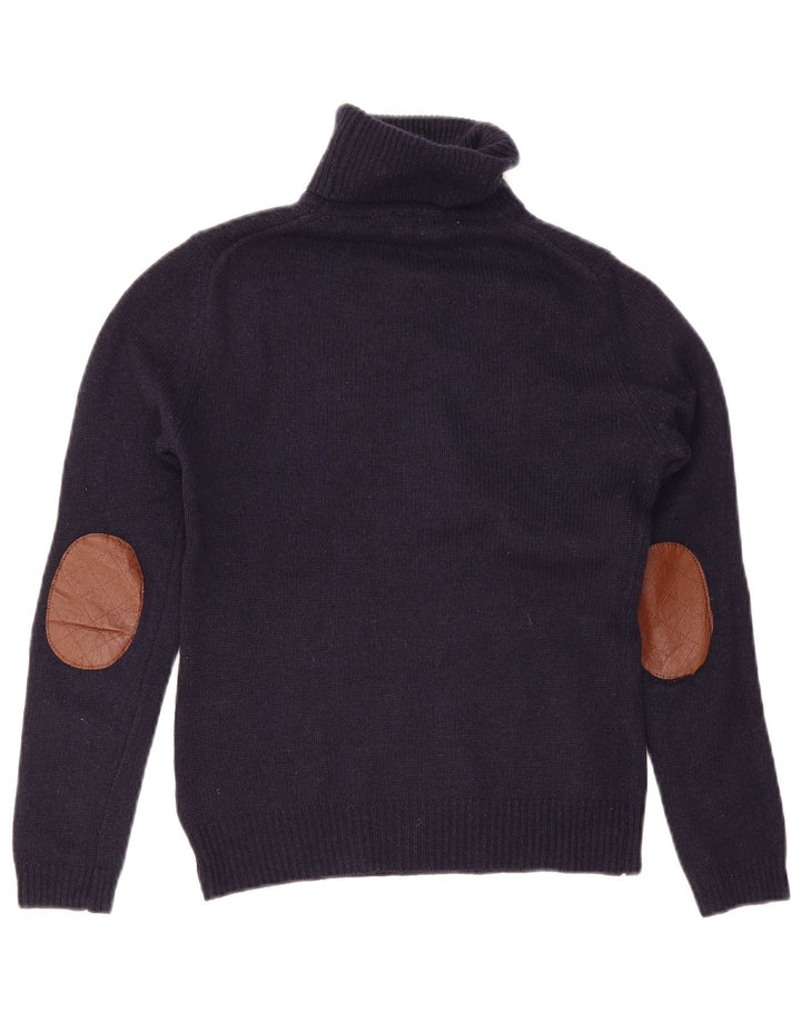 Massimo Dutti Γυναικείο πουλόβερ με ρολό λαιμόκοψη UK 12 Medium Navy Blue