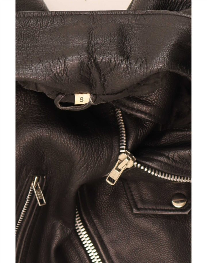Vintage Ανδρικό Δερμάτινο Μπουφάν Biker UK 36 Small Μαύρο