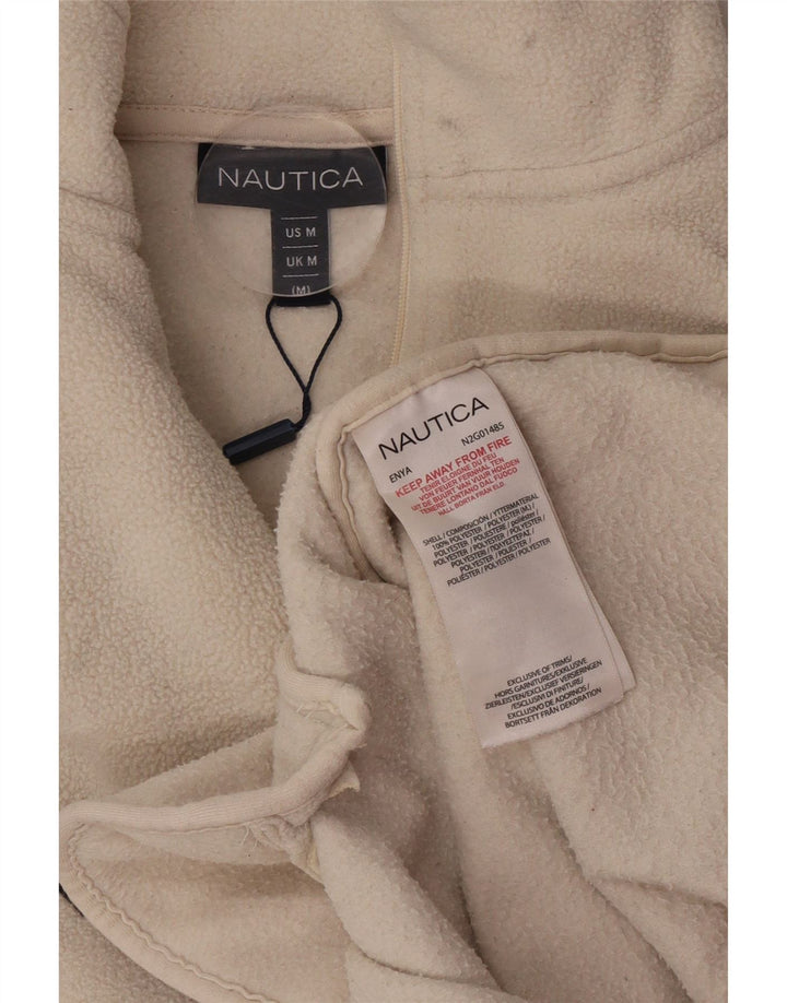 Nautica Ανδρικό γραφικό φερμουάρ με λαιμόκοψη με μεσαίο σε λευκό πολυεστέρα