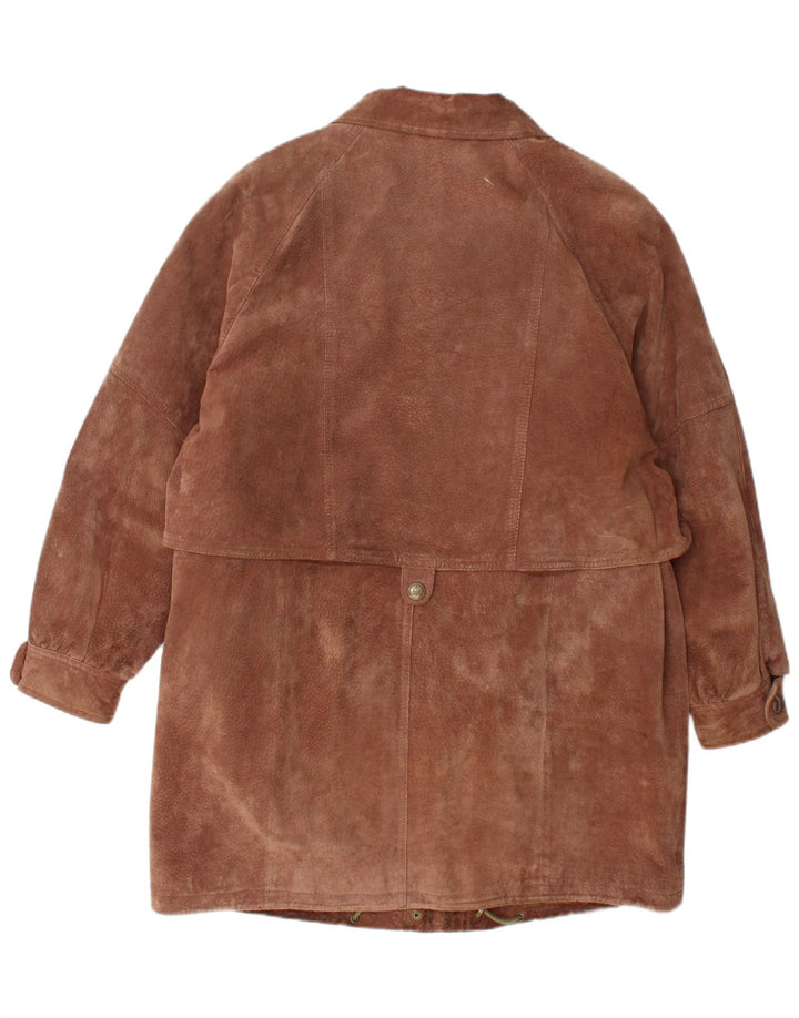 C&A Γυναικείο παλτό Canda Suede Windbreaker UK 16 Δερμάτινο μεγάλο καφέ