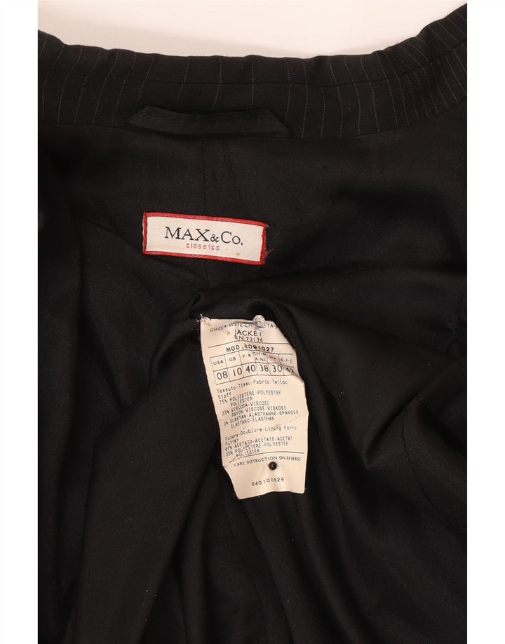Max & Co. Γυναικείο σακάκι 3 κουμπιών UK 10 μικρού μαύρου ριγέ πολυεστέρα