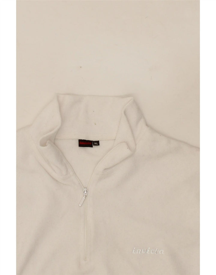 INVICTA Mens Zip Neck Fleece Jumper XL White Polyester Vintage Invicta and Second-Hand Invicta from Messina Hembry 