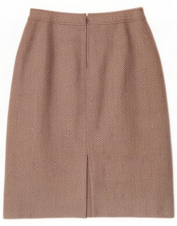Vintage Womens High Waist A-Line Skirt IT 48 XL W28 Brown Herringbone