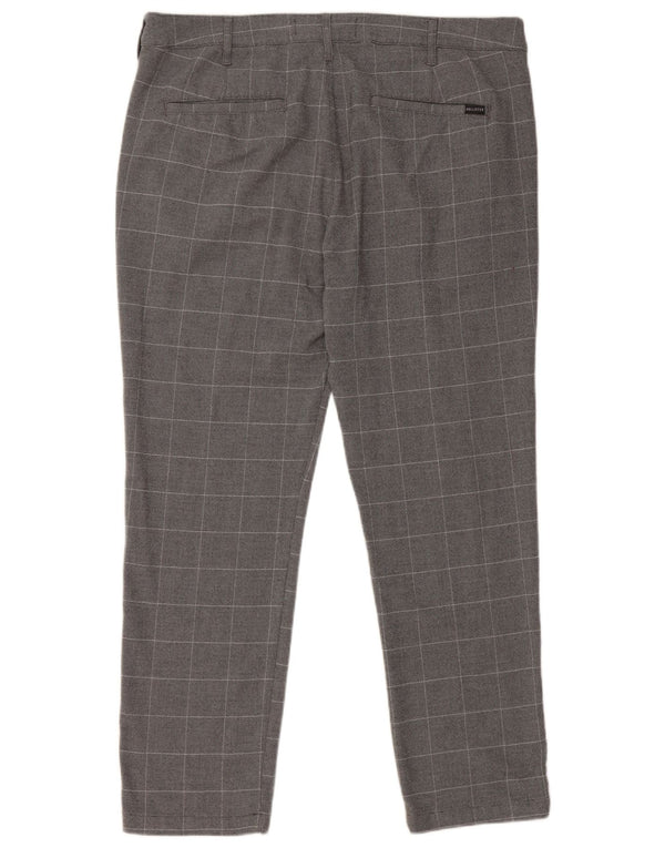 Hollister Mens Slim Chino Trousers W36 L28 Grey Check Polyester