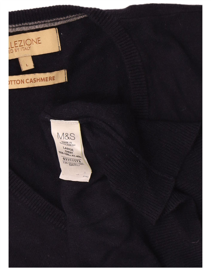 Marks & Spencer Ανδρικό γιλέκο Tank Top Large Navy Blue Cotton