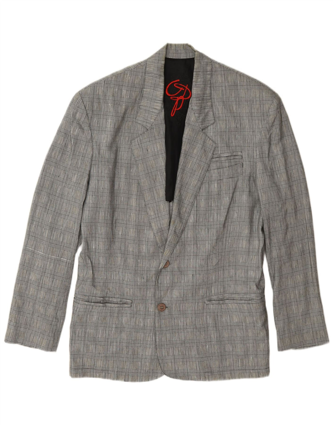 Vintage Ανδρικό σακάκι με 2 κουμπιά σακάκι UK 36 Small Grey Houndstooth Λευκό