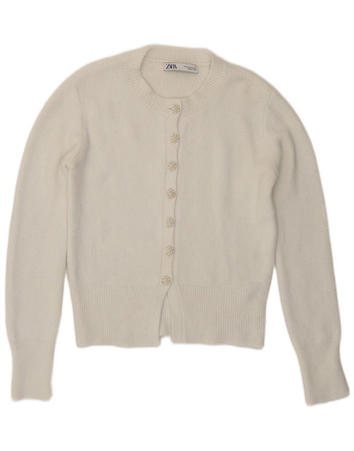 Zara Γυναικεία Ζακέτα UK 12 Medium White Polyamide