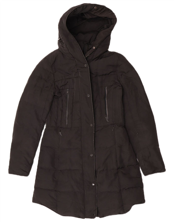Zara Γυναικείο παλτό με κουκούλα UK 14 Medium Black