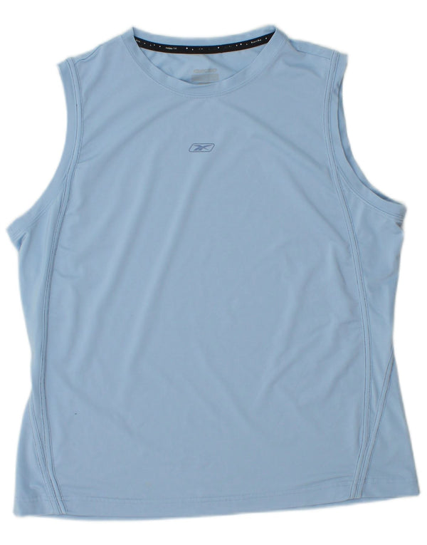 REEBOK Womens Vest Top UK 14 Medium Blue Polyester