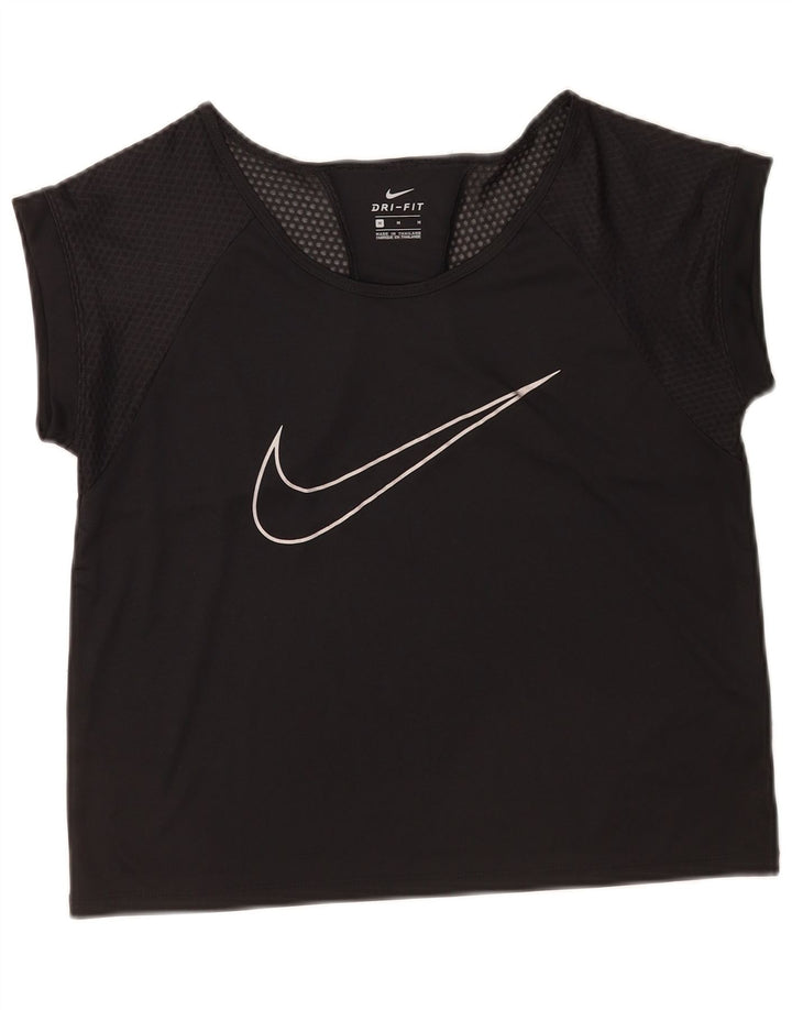 Γυναικείο γραφικό μπλουζάκι Nike Dri Fit Top 14 μεσαίου μαύρου πολυεστέρα