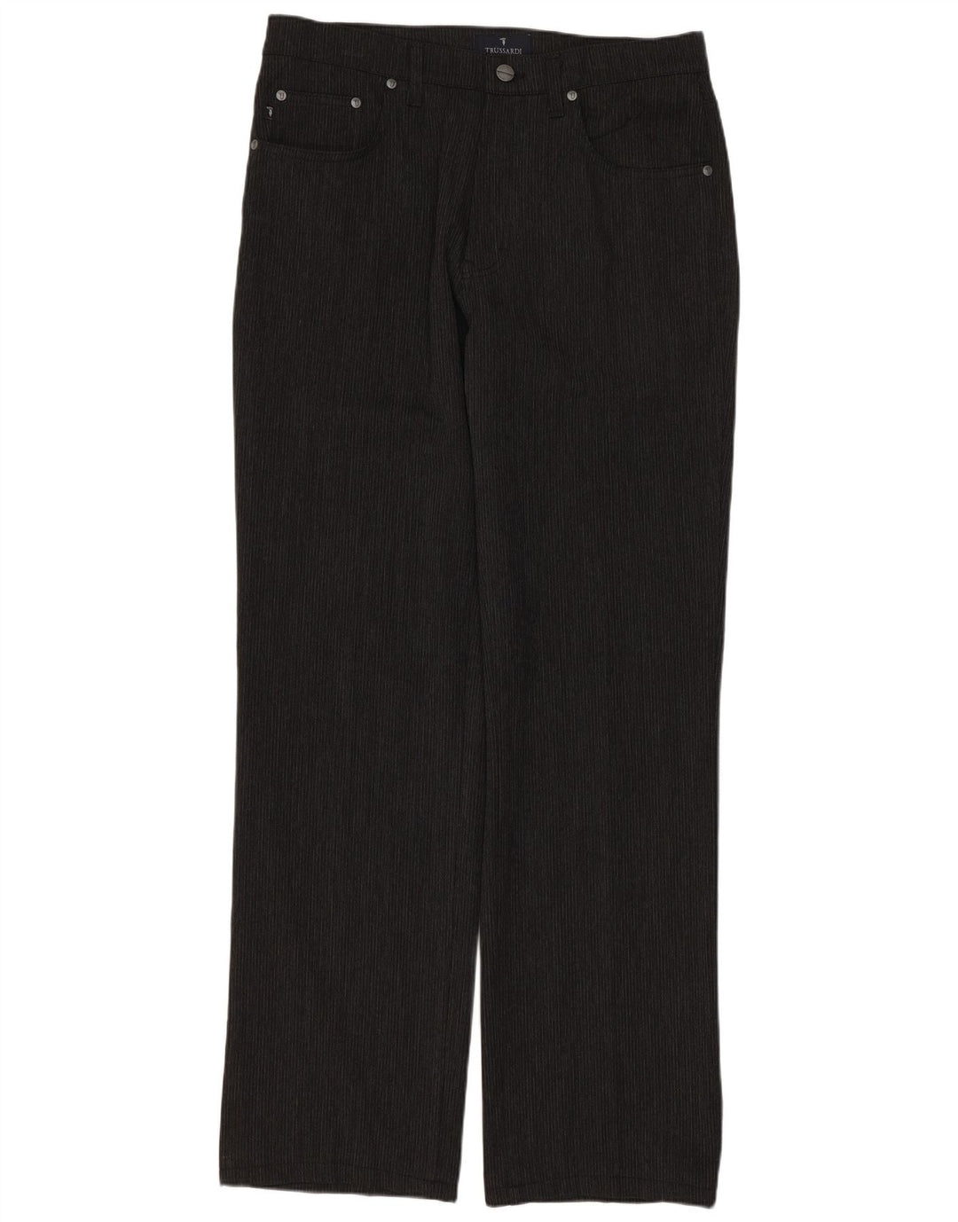 TRUSSARDI Ανδρικό ίσιο καθημερινό παντελόνι W33 L31 Γκρι ρίγες πολυεστέρας