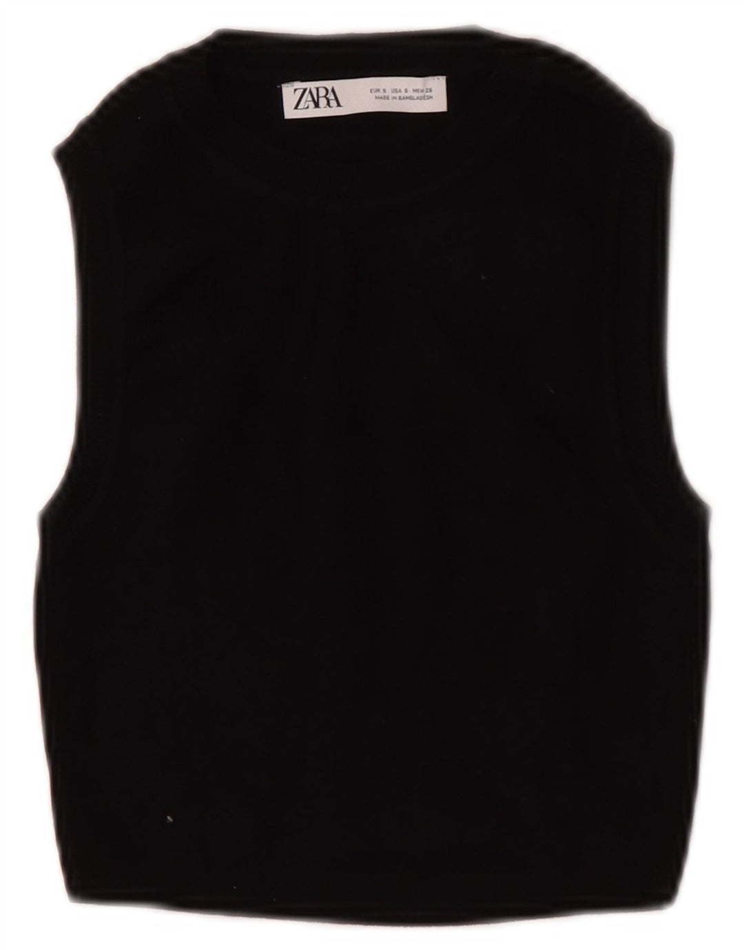 Zara Γυναικείο Crop Vest Top UK 8 Small Black Viscose