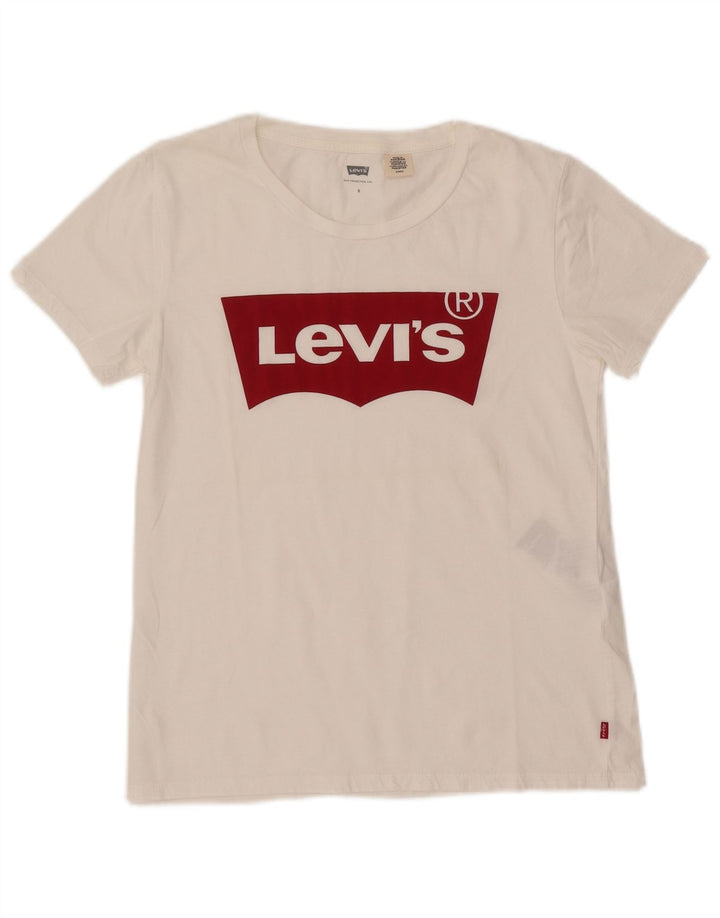 Γυναικείο γραφικό μπλουζάκι LEVI'S Top UK 10 μικρό λευκό βαμβακερό