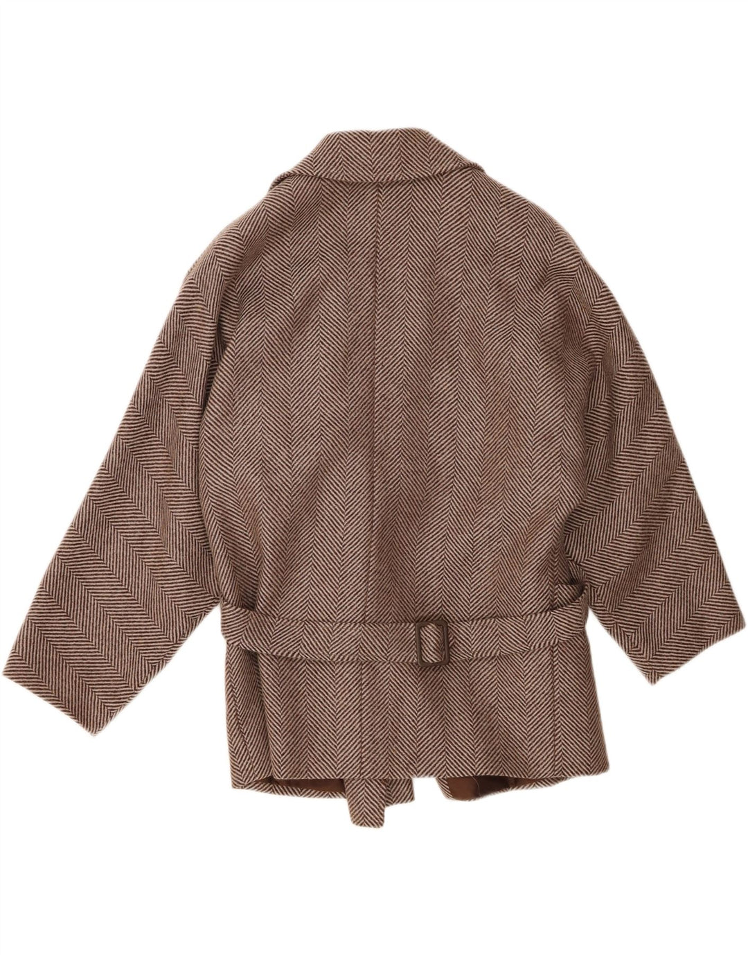 Vintage Γυναικείο Πανωφόρι IT 44 Μαλλί Chevron Μεσαίο Καφέ