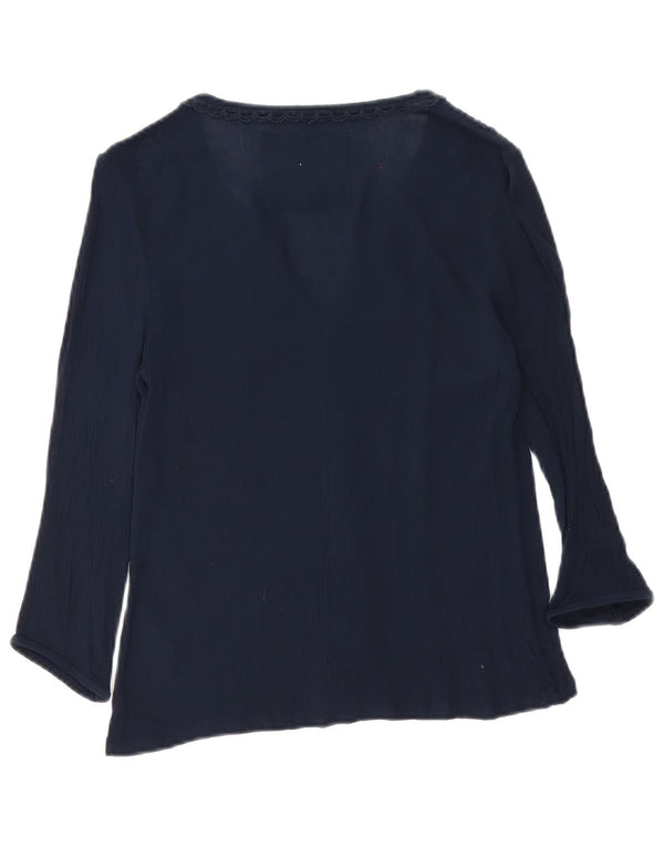 Superdry γυναικείο πουκάμισο 3/4 μανίκια μπλούζα UK 6 XS Navy Blue Floral βαμβακερό