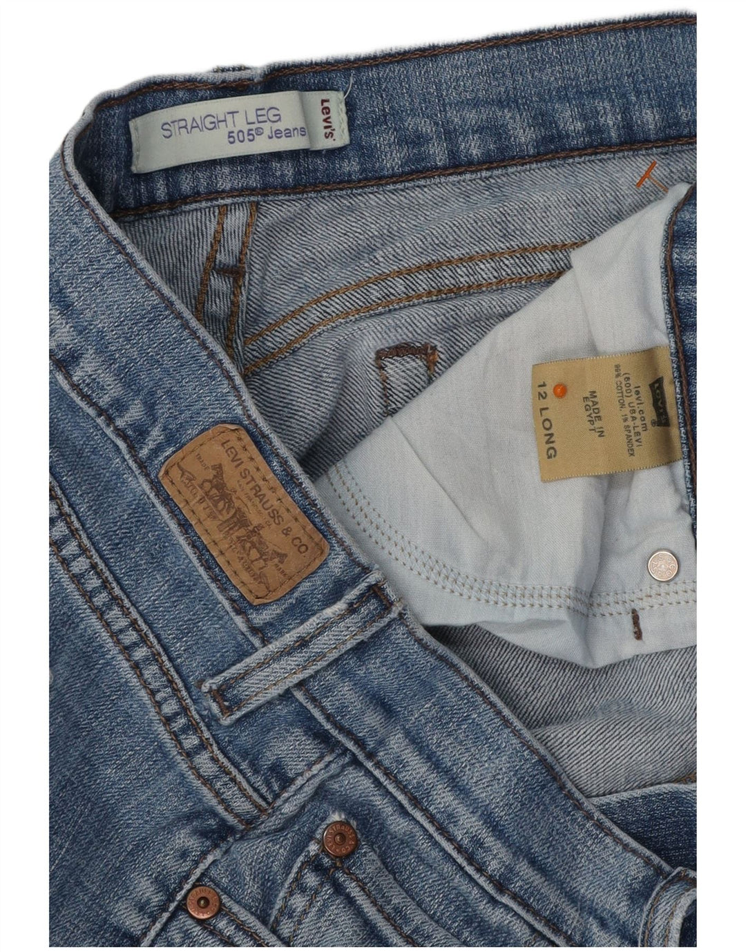 LEVI'S Γυναικείο τζιν 505 ίσιο US 12 μεγάλο W34 L34 Μπλε βαμβακερό