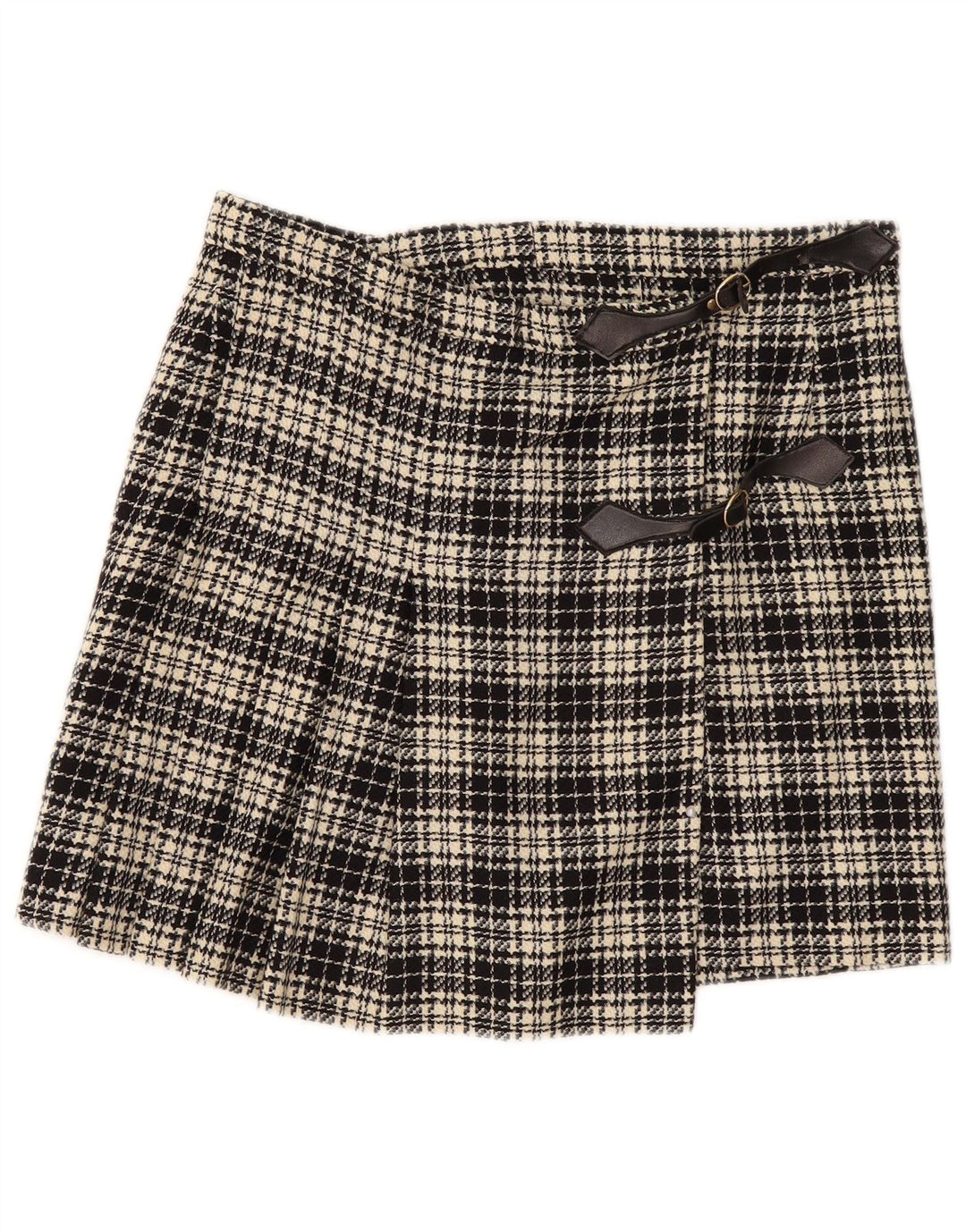 Vintage Γυναικεία Mini Wrap Φούστα W32 Large Black Check