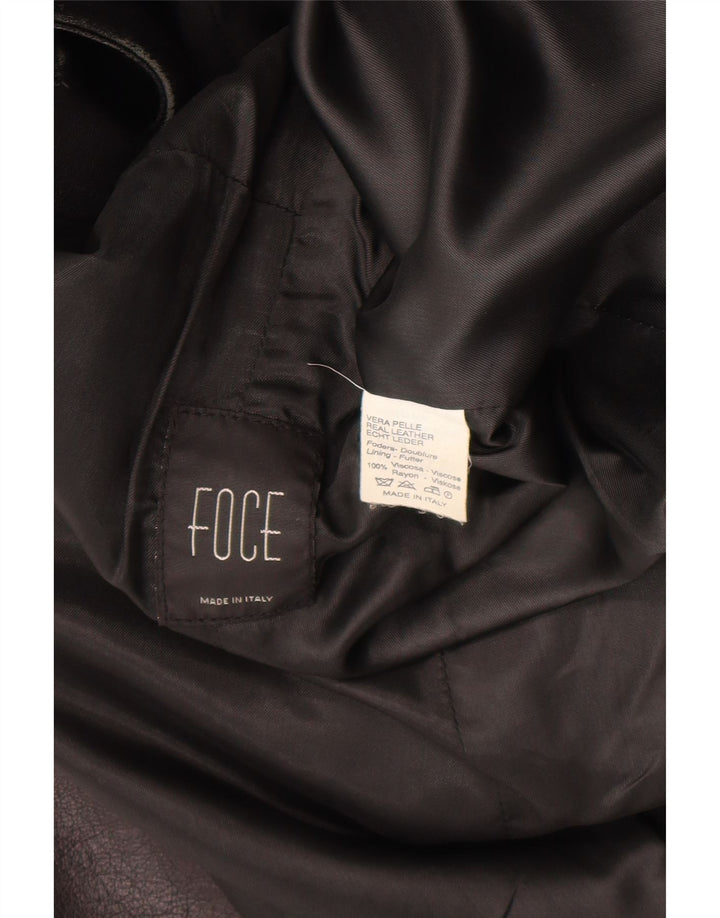 Vintage Γυναικείο Δερμάτινο Παλτό UK 14 Medium Black Leather