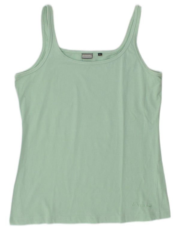 Diadora Womens Cami Top UK 14 Large Turquoise Cotton