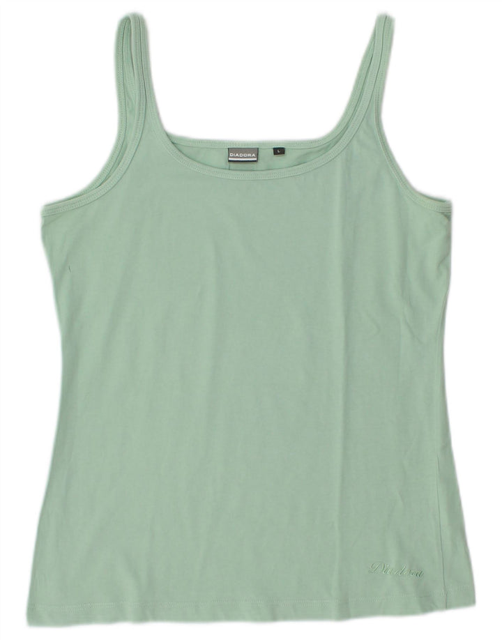 Diadora Womens Cami Top UK 14 Large Turquoise Cotton