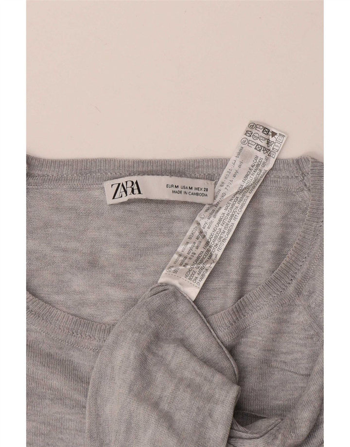 Zara Γυναικεία Loose Fit Μπλούζα Τοπ UK 14 Medium Grey Viscose
