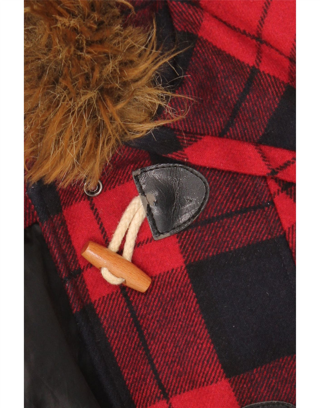 MISS SELFRIDGE Γυναικείο μπουφάν Duffle με κουκούλα UK 6 XS κόκκινο καρό μαλλί