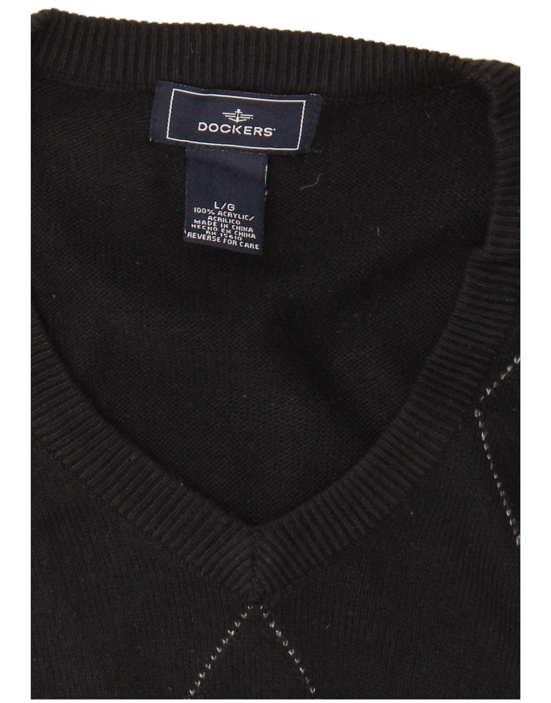 DOCKERS Ανδρικό γιλέκο Tank Top Large Black Argyle/Diamond Acrylic