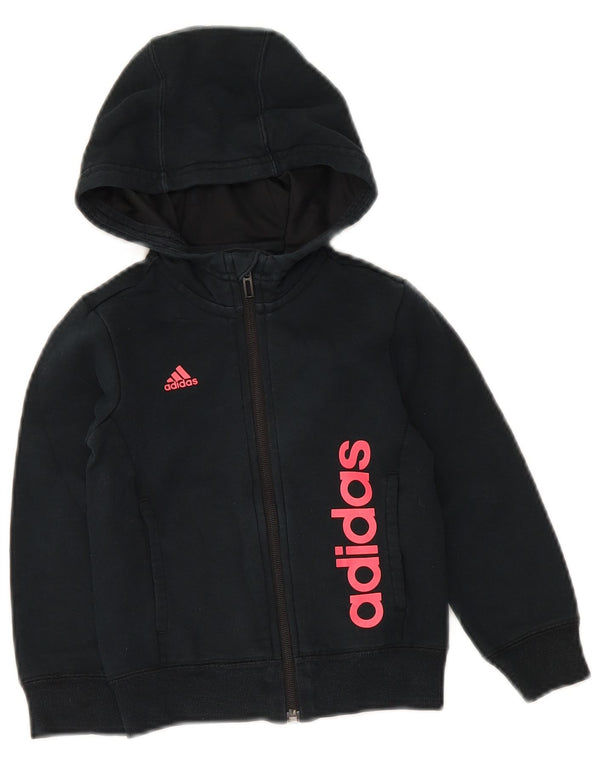 Adidas Girls Climalite γραφικό πουλόβερ με κουκούλα με φερμουάρ 4-5 ετών μαύρο