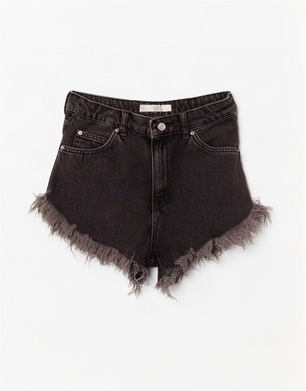 Topshop γυναικείο ψηλόμεσο τζιν σορτς UK 12 Medium W28 Γκρι
