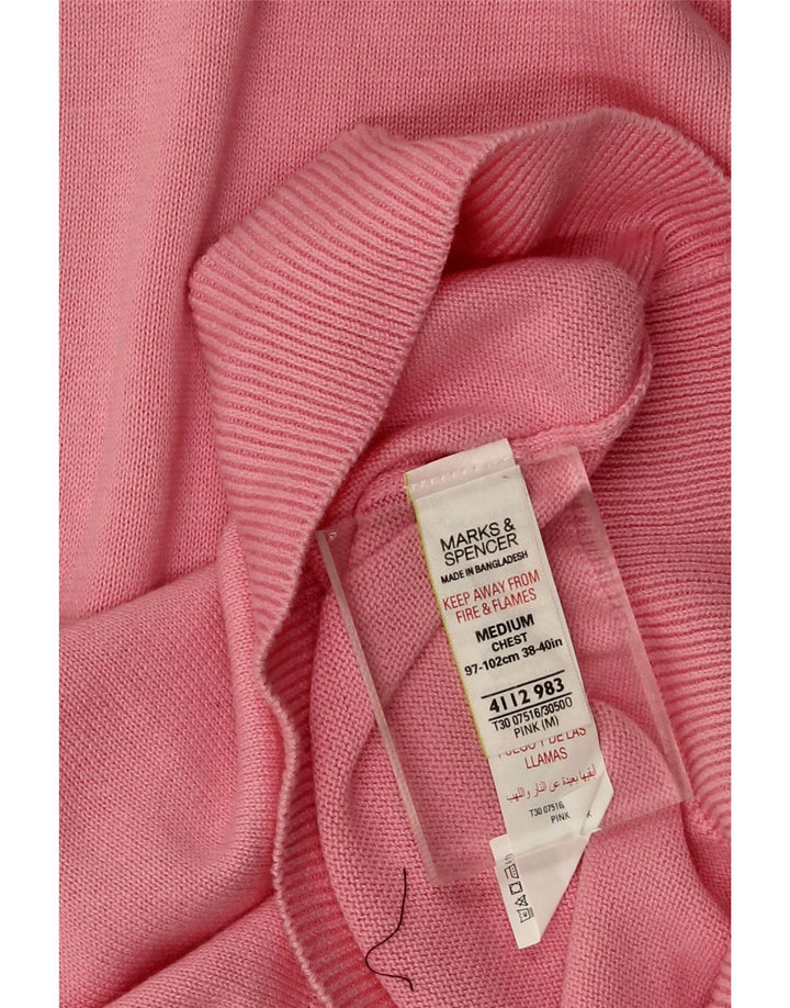Marks & Spencer Ανδρικό πουλόβερ με λαιμόκοψη σε μεσαίο ροζ βαμβακερό
