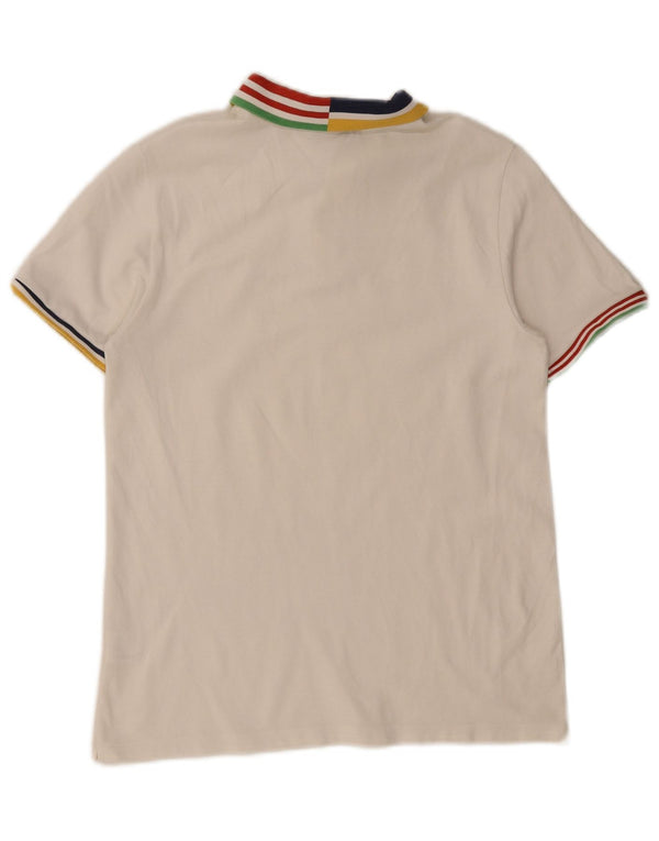 Lacoste Boys Rugby Polo Shirt 15-16 Years White Striped Cotton