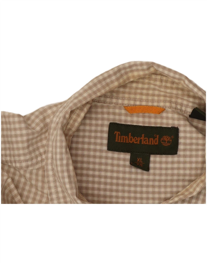 TIMBERLAND Ανδρικό κοντομάνικο πουκάμισο XL μπεζ βαμβακερό καρό