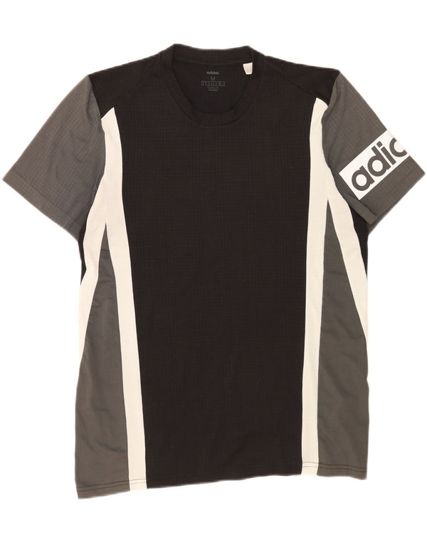 Ανδρικό γραφικό μπλουζάκι Adidas Climalite Top μεσαίο πολύχρωμο μπλοκ χρώματος