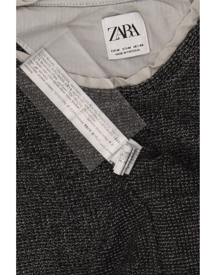 Γυναικείο τοπ ZARA μακρυμάνικο UK 14 Βαμβακερό μεσαίο γκρι