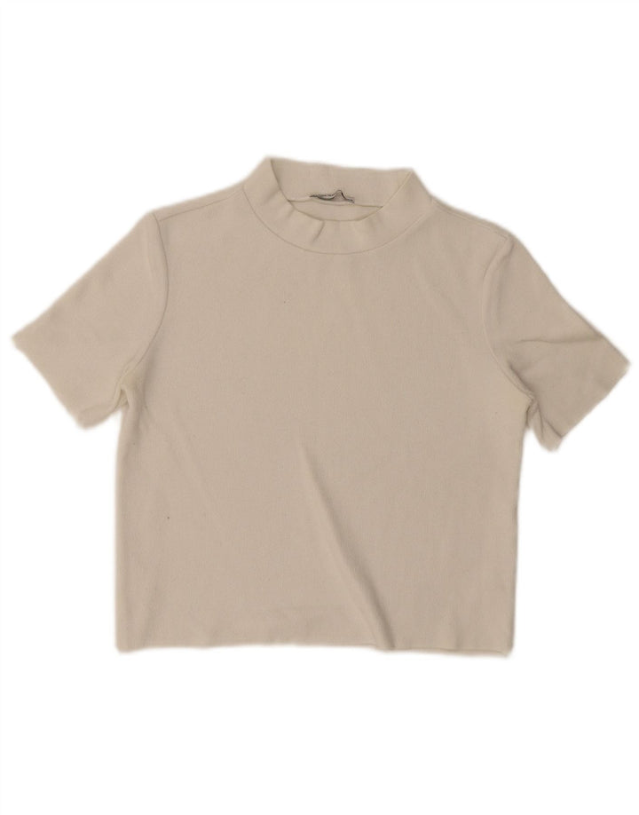 Zara Womens Trafaluc Crop Top 10 Small Off White