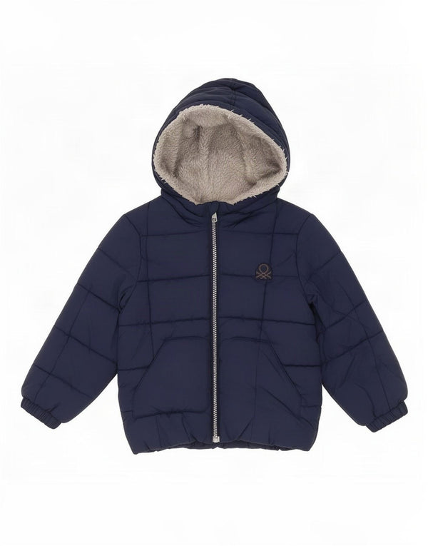 Μπουφάν Benetton Boys με κουκούλα με επένδυση 2-3 ετών Navy Blue Polyester