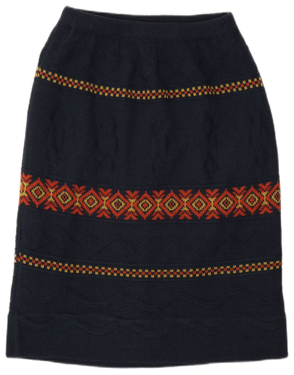 Vintage Γυναικεία Midi Φούστα W28 Medium Navy Blue Argyle/Diamond