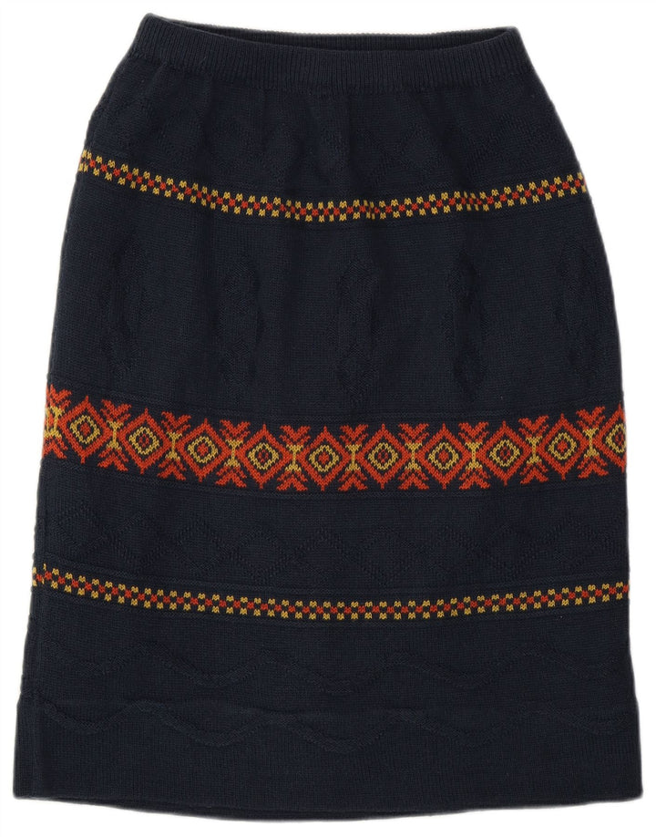 Vintage Γυναικεία Midi Φούστα W28 Medium Navy Blue Argyle/Diamond