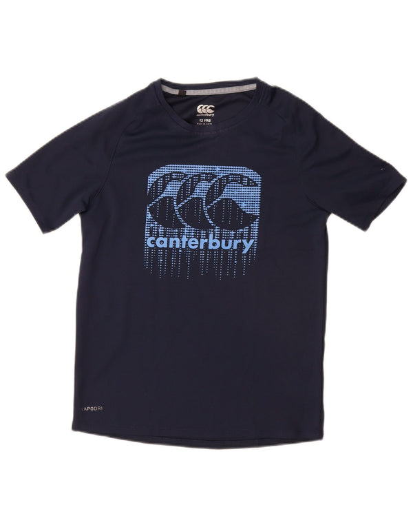 CANTERBURY Boys Graphic T-Shirt Top 11-12 Years Navy Blue Polyester