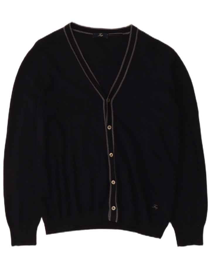 Ανδρικό πουλόβερ ζακέτα Fay IT 52 Large Navy Blue Virgin Wool