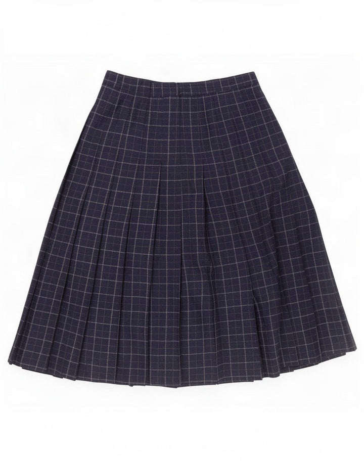 St Michael γυναικεία φούστα A-Line UK 14 Medium W28 Navy Blue Check Polyester