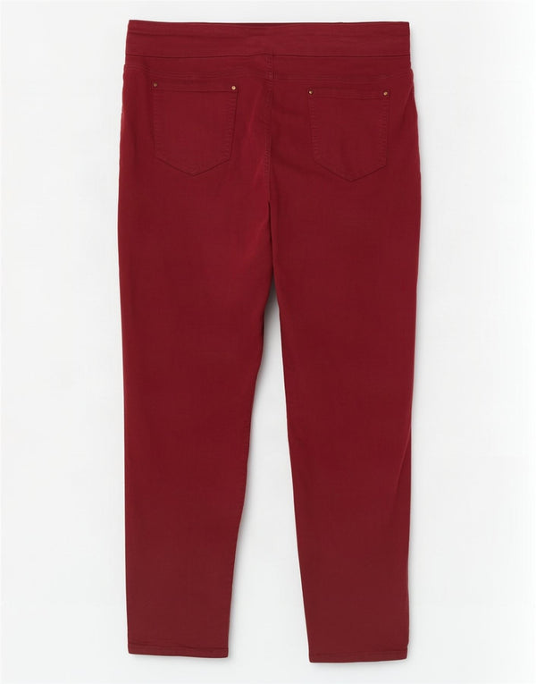 Marks & Spencer Γυναικείο αυτόγραφο Casual Παντελόνι UK 26 5XL W52 L30 Βουργουνδίας