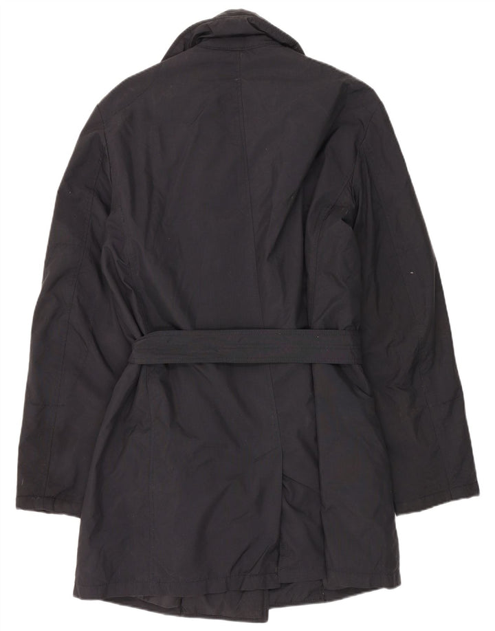 GAS Womens Double Breasted Trench Coat UK 14 Medium Black