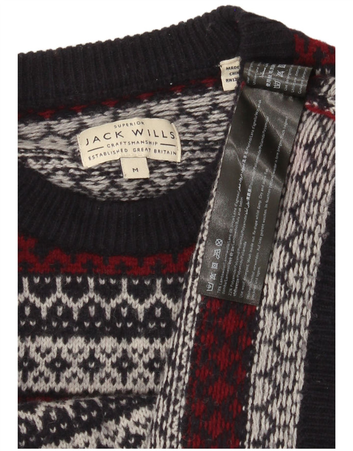 Ανδρικό πουλόβερ με λαιμόκοψη Jack Wills Medium Navy Blue Fair Isle