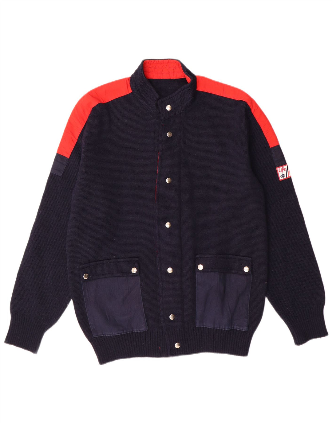 Ανδρικό πουλόβερ vintage ζακέτα IT 50 Μαλλί μεσαίου μπλε μπλε χρώματος