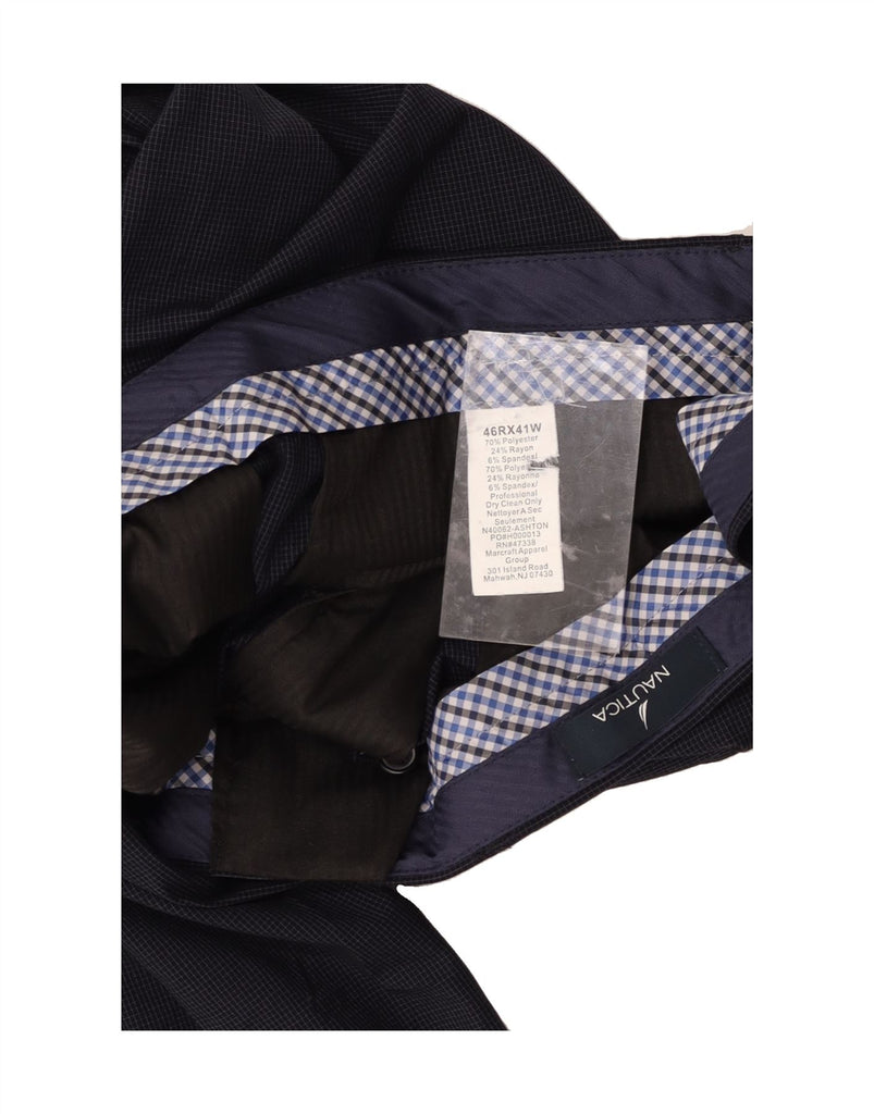 NAUTICA Mens Straight Suit Trousers W41 L29 Navy Blue Check Polyester Vintage Nautica and Second-Hand Nautica from Messina Hembry 
