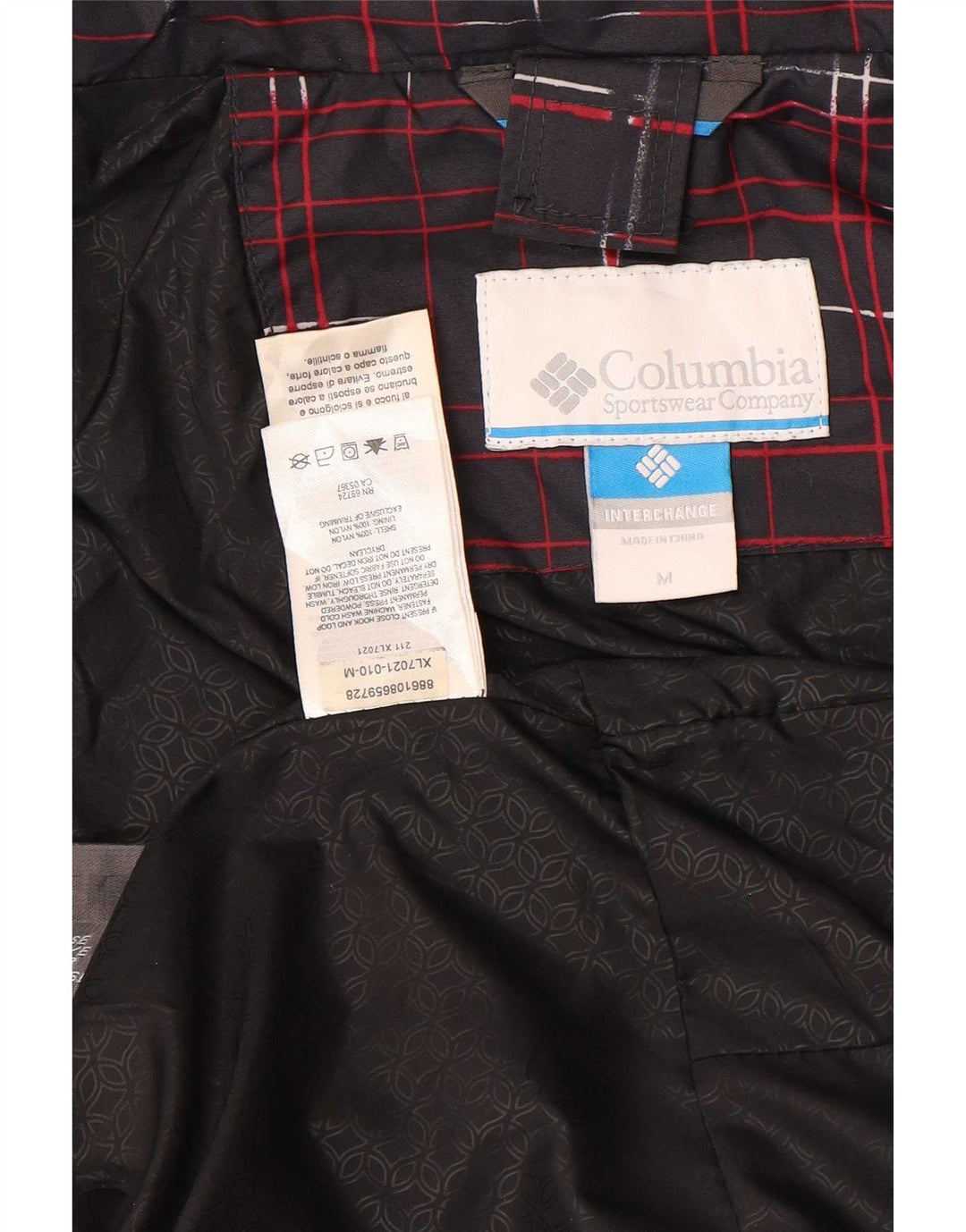 Columbia Womens Interchange Hooded Rain Jacket UK 14 Medium Black Check